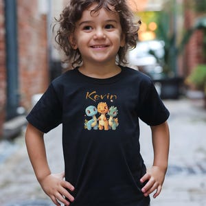 Personalized birthday gift – Dino T-shirt for kids with name & number – T-Rex shirt for boys and girls – Children&#39;s birthday clothing