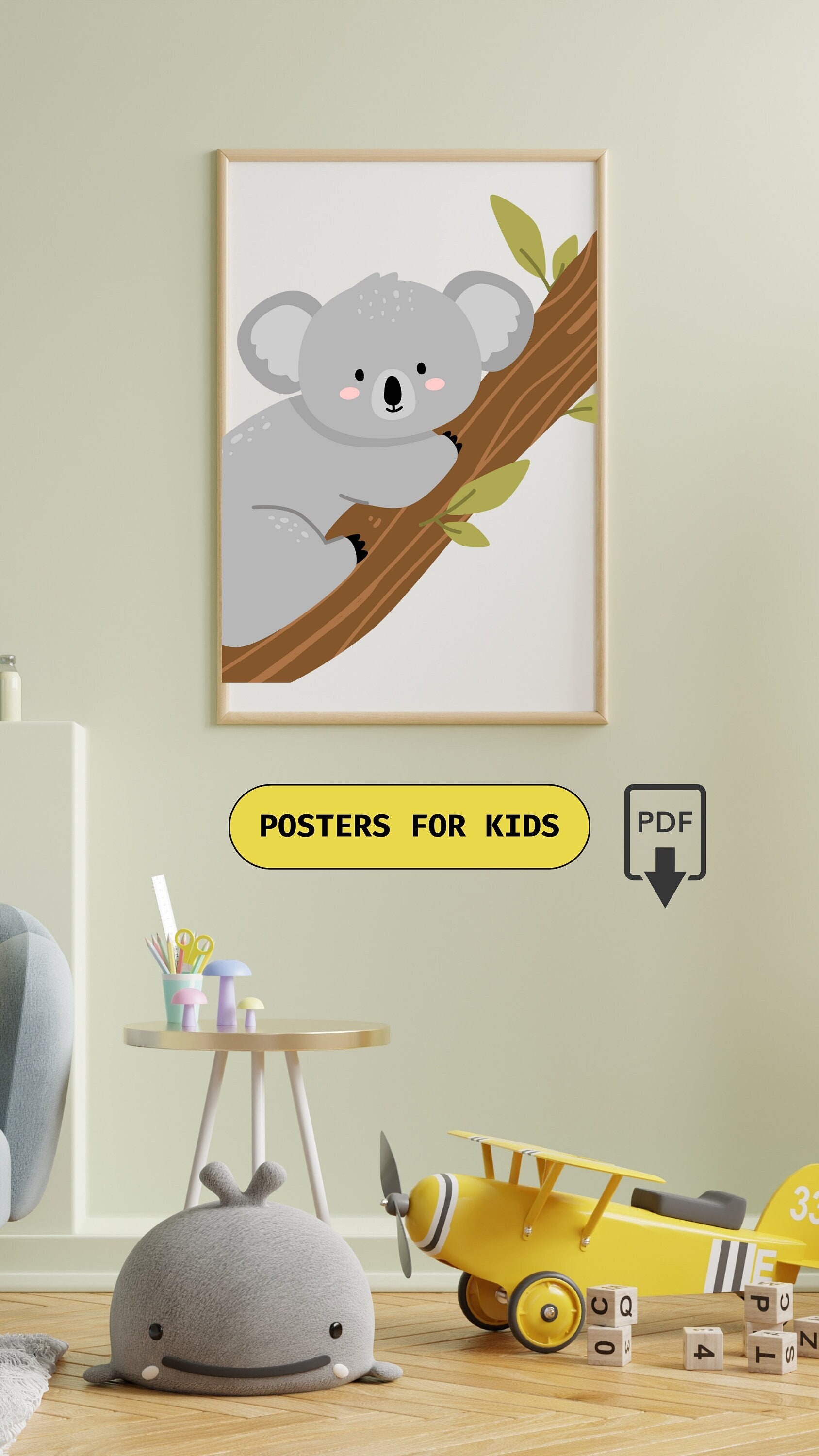 Set of 10 Animals to Print for Children's Paintings, WALL Art for Kids