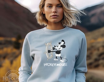Steamboat Willie Mickey Mouse Sweatshirt, Vintage 1928 Mickey Vacation Sweatshirt, Gift for Her Him Or Teacher