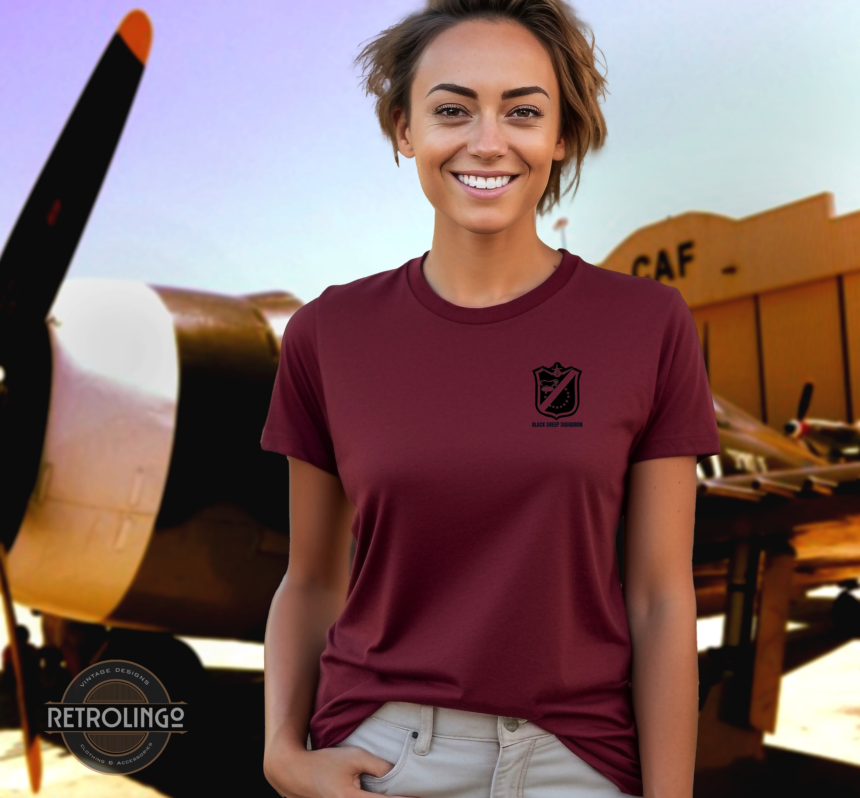 Corsair WWII History T Shirt Black Sheep Squadron, Jet Pilot