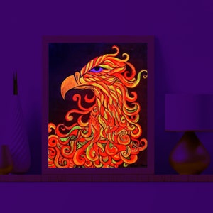 Eagle Neon glow painting, Uv reactive art, Psychedelic Style