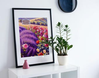 Lavender Field Oil Painting Print: Christian Impressionist Art (Digital Download)