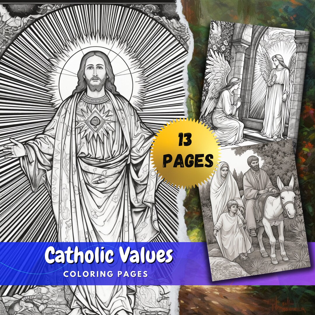 Catholic Coloring Pages for Adults Holy Color Therapy Printable Digital