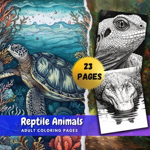Reptile Kingdom Coloring Pages | Detailed Animal Art PDF | Digital Download for Adults & Kids | Printable Reptile Coloring