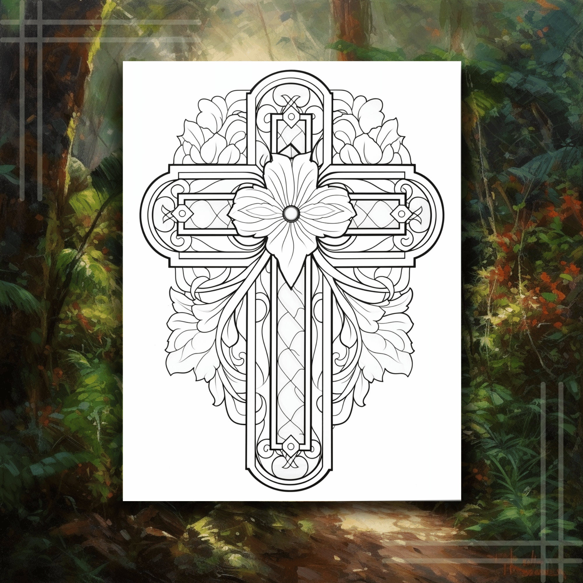 Jesus Cross Coloring Pages for Adults, Christian Coloring Page ...