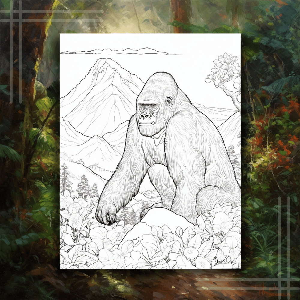 Realistic Greyscale Gorilla Coloring Pages for Adult Coloring - Etsy