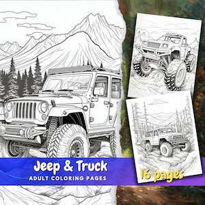 Jeep Coloring page and Truck Coloring Pages Gift For Adults 2023 Coloring Page