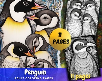 Mandala pinguïn kleurplaten | Schattige dieren kleurplaten voor volwassenen | Digitale download voor ontspanning en mindfulness