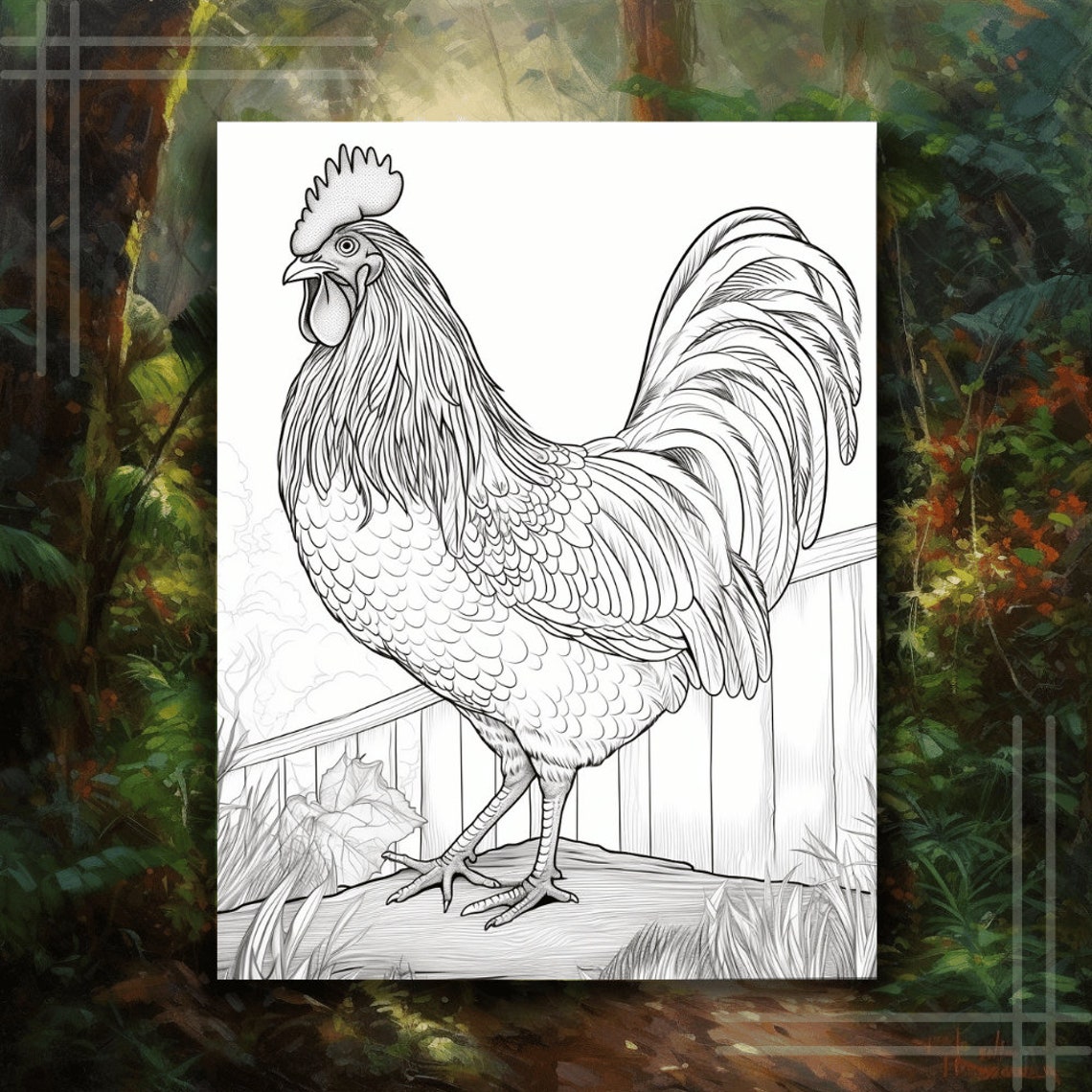 Realistic Chicken Coloring Pages Greyscale Adult Coloring Pages for ...