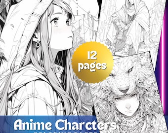 Fun Anime Characters Coloring Pages Easy Printable Digital Download