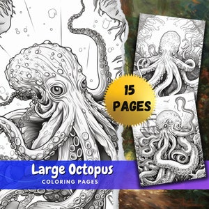 Grayscale Large Octopus Coloring Pages With Unique Designs - Color Therapy