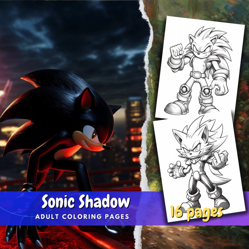 Inspired Sonic Shadow Coloring Pages for Sonic Hedge Hog Fans Etsy