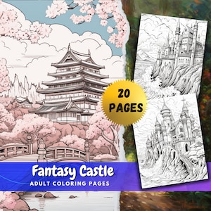 Medieval Castle Coloring Pages For Adults Instant Download PDF Castle Coloring Sheet