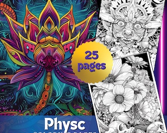 Psychedelic Adult Coloring Pages | Trippy Abstract Art PDF | Digital Download for Relaxation & Fun