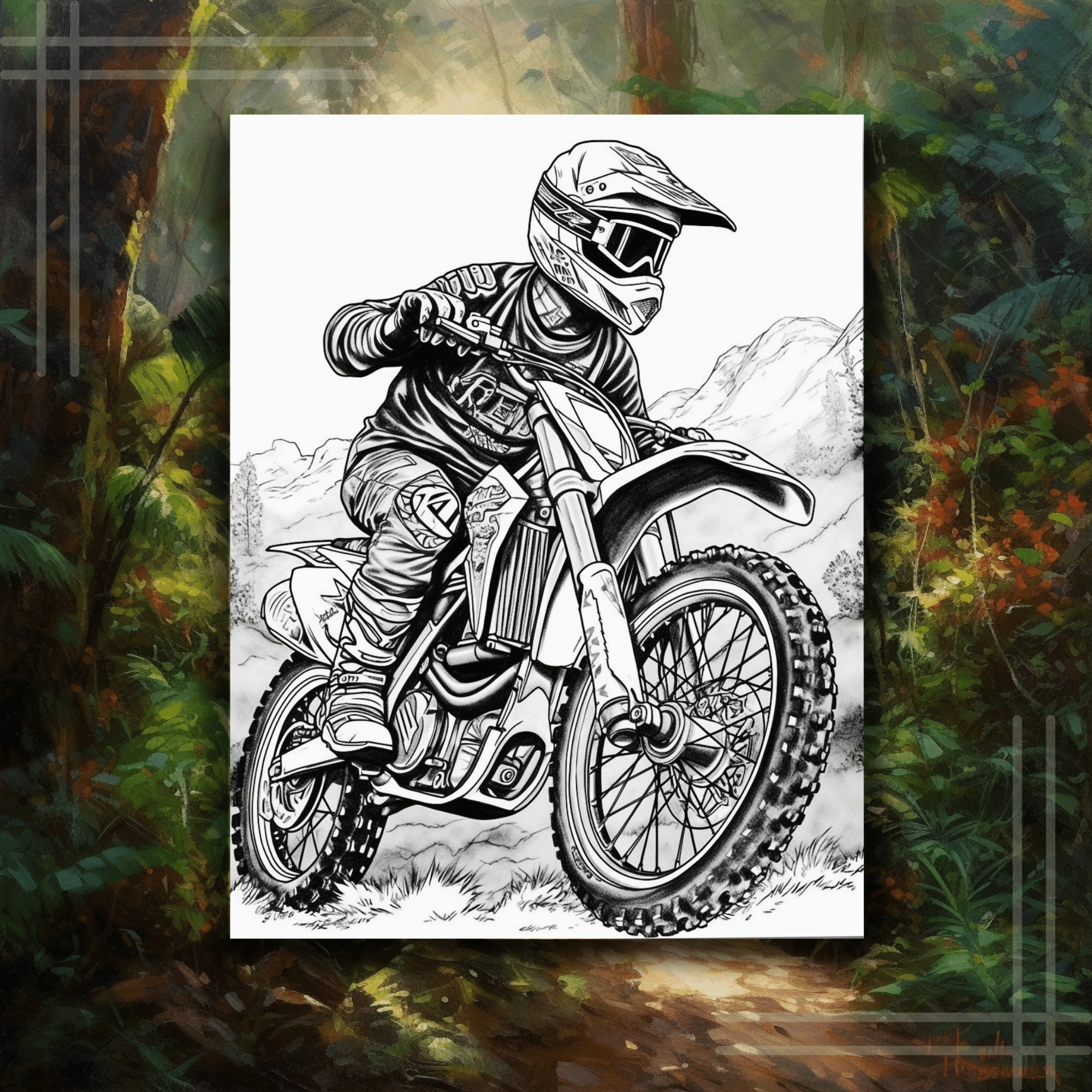 Dirtbike Coloring Page Set for off Road Motocross Lovers - Etsy