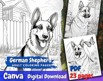 German Shepherd Coloring Pages For Adults PDF Instant Download Printable Fun Coloring Pages with Cute Puppy German Shepherd Coloring Pages