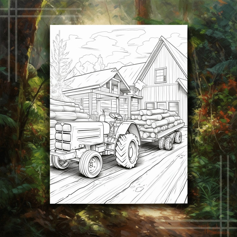 John Deere Tractor Coloring Pages for Adults Therapy Coloring - Etsy
