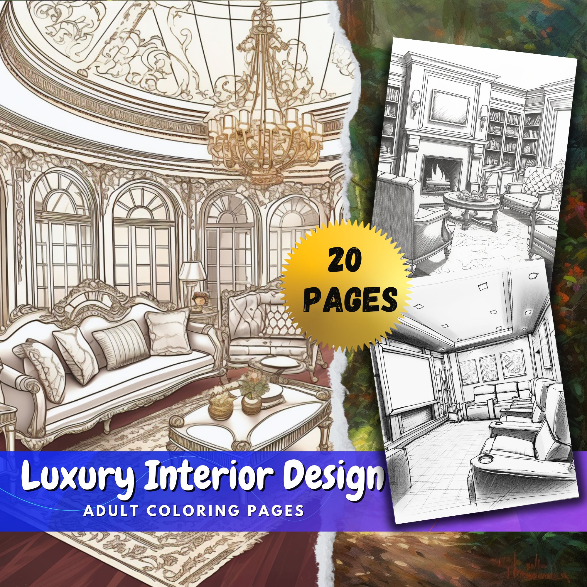 Interior Design Coloring Pages for Fun Color Therapy - Etsy