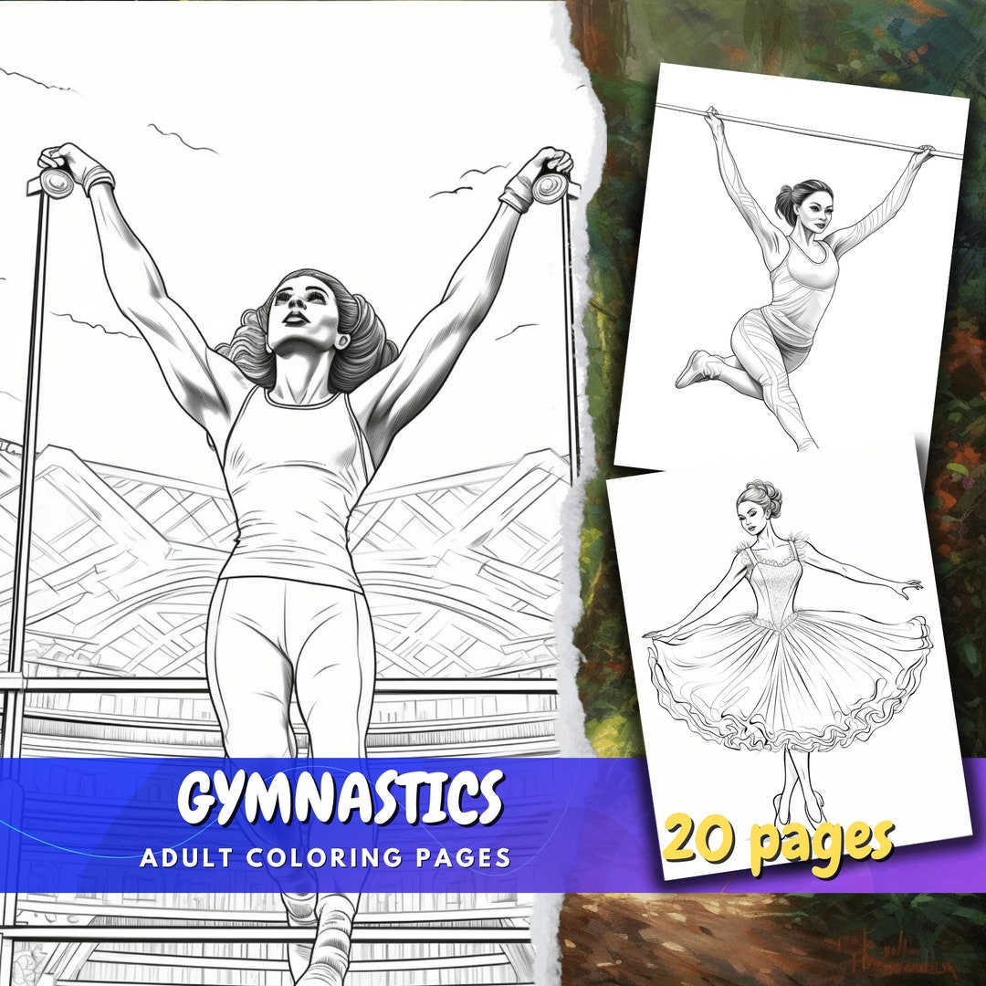 Gymnast Coloring Pages and Gymnastics Coloring Book for All Ages Etsy