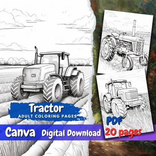 John Deere Tractor Coloring Pages for Adults Therapy Coloring - Etsy