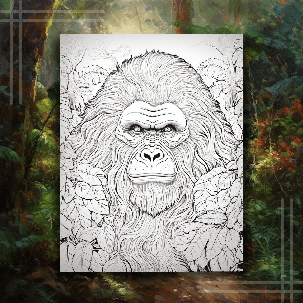 Realistic Greyscale Gorilla Coloring Pages for Adult Coloring Pages and ...