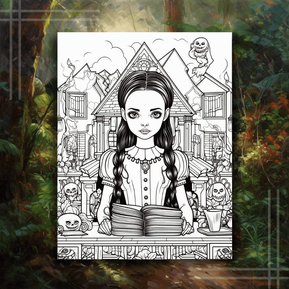 Inspired Wednesday Addams Coloring Pages From Addams Family - Etsy
