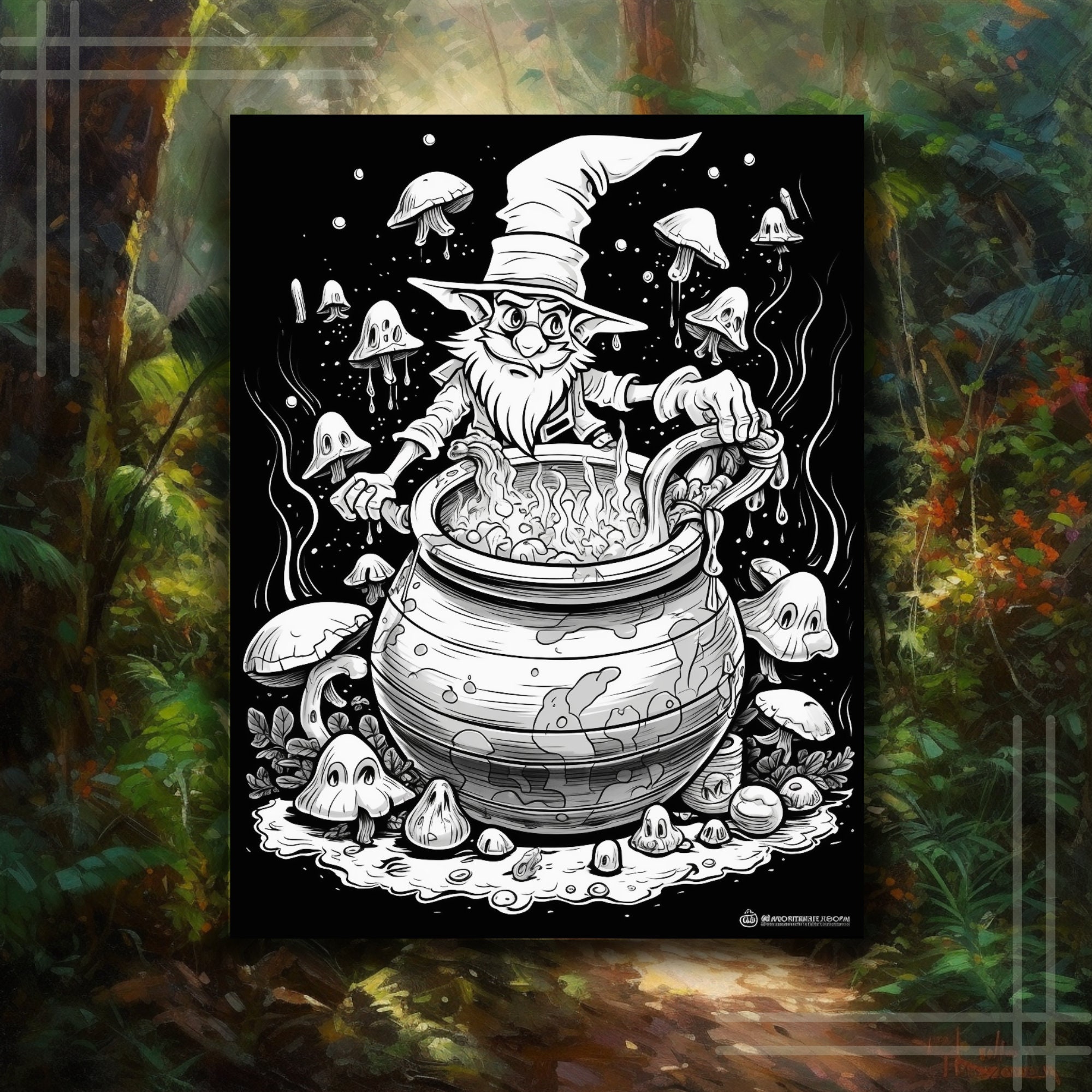 Creepy Evil Gnome Line Art Coloring Pages for Halloween - Etsy