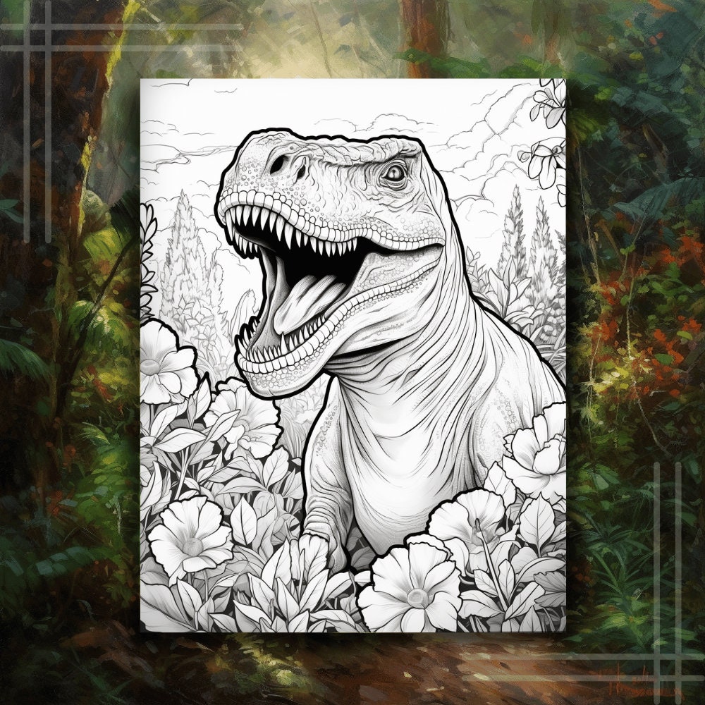 Realistic T Rex Printable Coloring Pages - Instant Download - Etsy