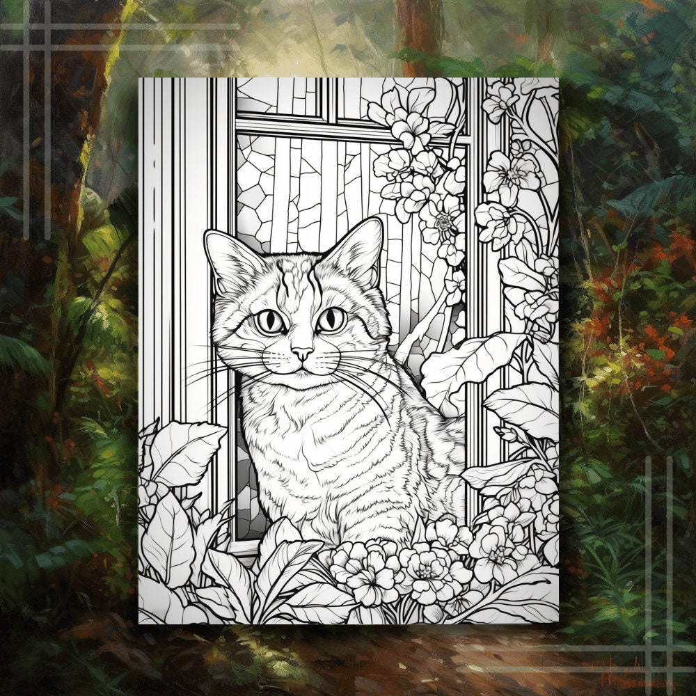 Realistic Cat Coloring Pages Instant Download Digital Coloring Pages - Etsy