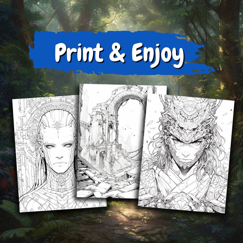 FREE Anime Characters Coloring Page Set Two Printable Digital Download ...