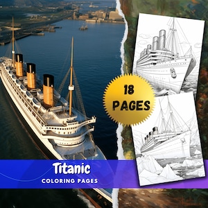 Titanic Grayscale Coloring Pages | Digital Movie-Inspired Coloring Book for Adults | Instant Download PDF | Classic Film Art Printable Set