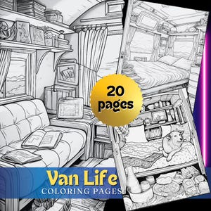 Van Life Coloring Pages - Camper Van Coloring Book | Instant Download