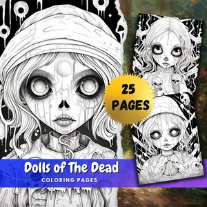 Dolls of the Dead Coloring Pages | Gothic Horror Doll Art PDF | Dark Adult Coloring Book | Printable Digital Download