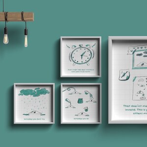 Serie de 4 pósteres digitales: (motivacional y positivo) Acepta tu viaje