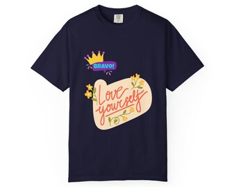 Love Yourself Heart design TShirt Floral Self Care Tee by bee