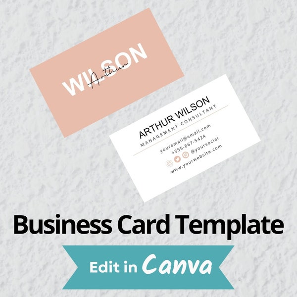 Minimalist Business Cards, Modern Editable Business Card Template, Chic Business Card, Printable Business Card Template, Canva Template