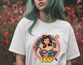 Camiseta y sudadera con capucha Leo, camiseta de astrología, sudadera con capucha de astrología, zodíaco vintage, regalo del mes de nacimiento, camiseta retro Leo, moda del signo zodiacal