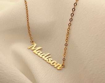 Gold Name Halskette, gravierte Halskette, Geschenk für sie, Weihnachtsgeschenk, individuelle Halskette, personalisiertes Geschenk, Mama Geschenke, personalisierter Schmuck