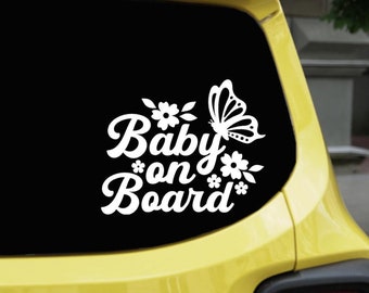Baby on Board Car Sticker with Rainbow | Child Safety Sticker for Car | Baby on Board Vinyl Decal