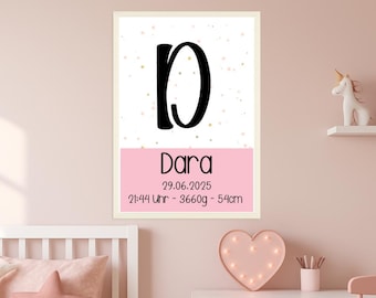Personalized Name Poster with Initial – Nursery Wall Art for Kids | A3 A4 A5 Print or Download | Baby Name Sign for Girls or Boys