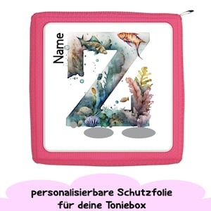 Protective film for Toniebox &quot;Sealife & Fishes&quot; with letter Z | customizable with name | underwater world protective sticker fot toniebox