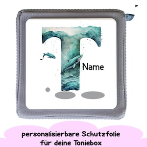 Protective film for Toniebox &quot; Sealife & Fishes&quot; with letter L | customizable with name | underwater world protective sticker fot toniebox