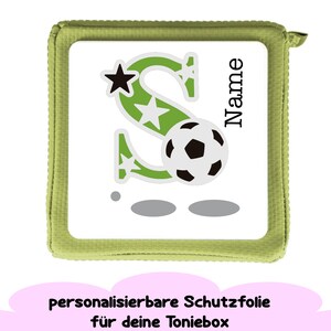 Película protectora para Toniebox "Football Initial" letra S personalizable con nombre Adhesivo de fútbol para accesorios Toniebox