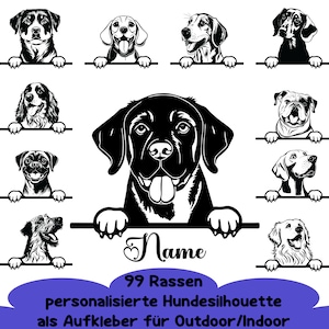 Personalized dog head sticker with name as car sticker | different breeds | dog sticker with name personalize treat tin
