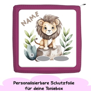 Película protectora para Toniebox &quot;sweet lion&quot; personalizable con nombre | linda pegatina de león para Toniebox | León