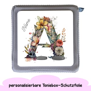Protective film for Toniebox &quot;Flowers Letter A&quot; can be personalized with name | Sticker for Toniebox | Accessories Toniebox