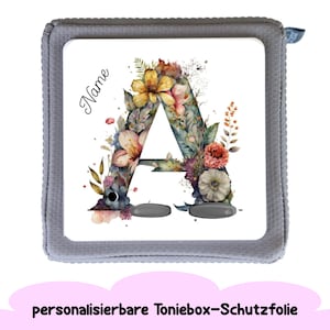 Protective film for Toniebox "Flowers letter A" can be personalized with name | Sticker for Toniebox | Toniebox accessories