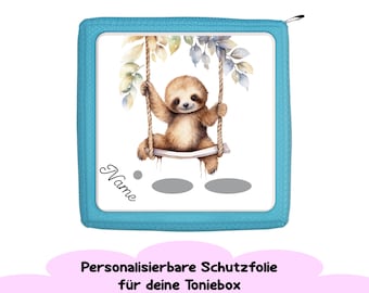 La película protectora para Toniebox “Sloth on the Swing” se puede personalizar con un nombre Pegatina de perezoso para Toniebox | Accesorios toniebox