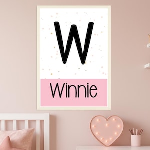Personalized Name Poster with Initial – Nursery Wall Art for Kids | A3 A4 A5 Print or Download | Baby Name Sign for Girls or Boys
