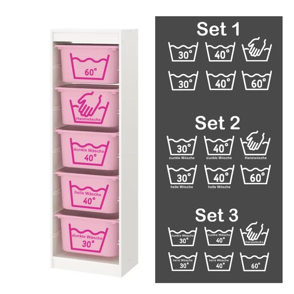 Wastemperatuurstickers | Was sorteren | 30 graden 40 60 Handwasstickers voor wasmanden | Wasstickers voor Ikea Trofast